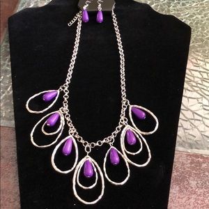 Silver w/ purple drops w/ earrings